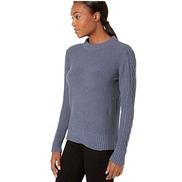 Toad & Co Cambridge Cable Crewneck sweater in denim blue, Extra Small, XS - Picture 12 of 13